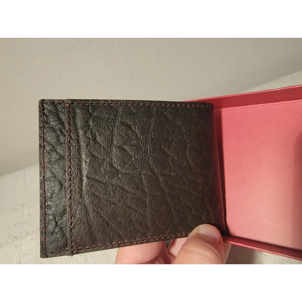 Red Dirt Hat Co Bifold Card Genuine Bison Grain Leather Brown Wallet New In‎ Box